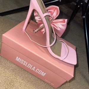 Miss Lola Blush Pink Bow Heels